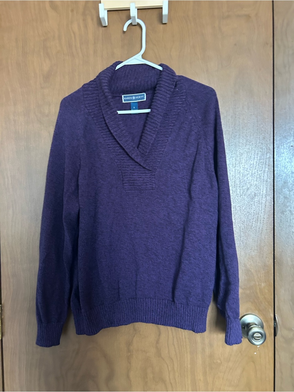 Karen Scott Women's Shawl V-Neck Sweater - Deep Purple